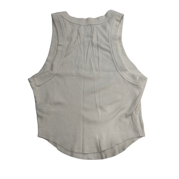 M2-53 SUNDAYS We Are Sundays Women's Crop Tank Top Ribbed Raw Hem White XS - Picture 2 of 6